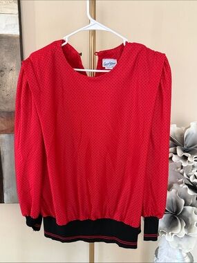 Red Polka Dot Long-Sleeve Blouse